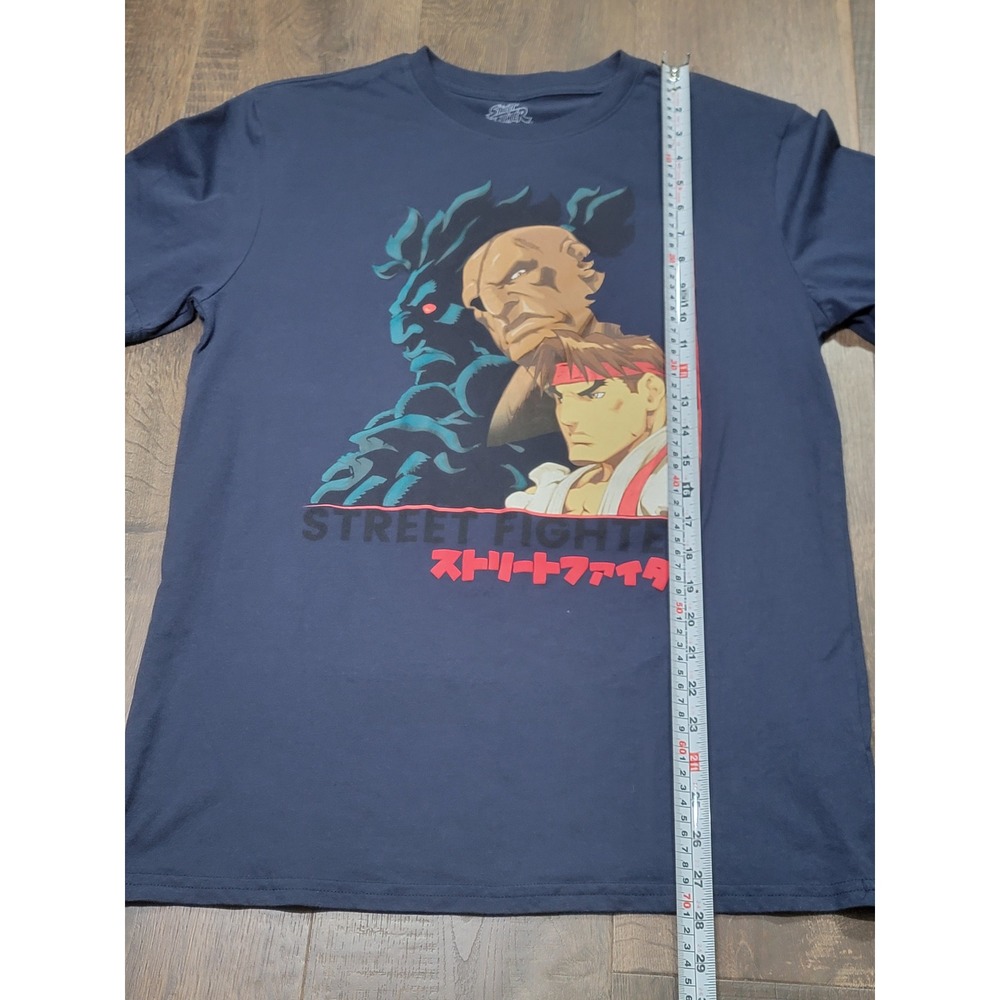 Street Fighter Capcom Ryu Sagat Navy Blue Graphic T-Shirt Mens Medium PIXEL PLAY